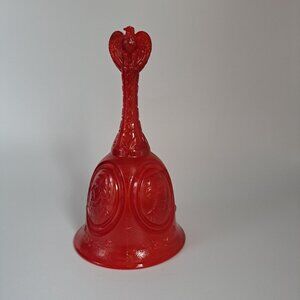 Fenton Bicentennial Bell Eagle Top Patriotic Red Collectible Glass Bell 1976